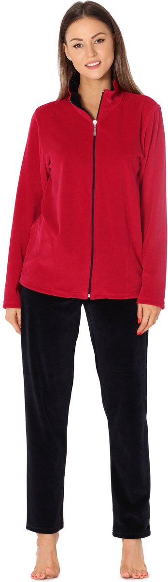 Merry Style – Dames Huispak – Vrijetijdspak – Velours – MS-MG-SUIT5-n – Marineblauw/rood – XXXL