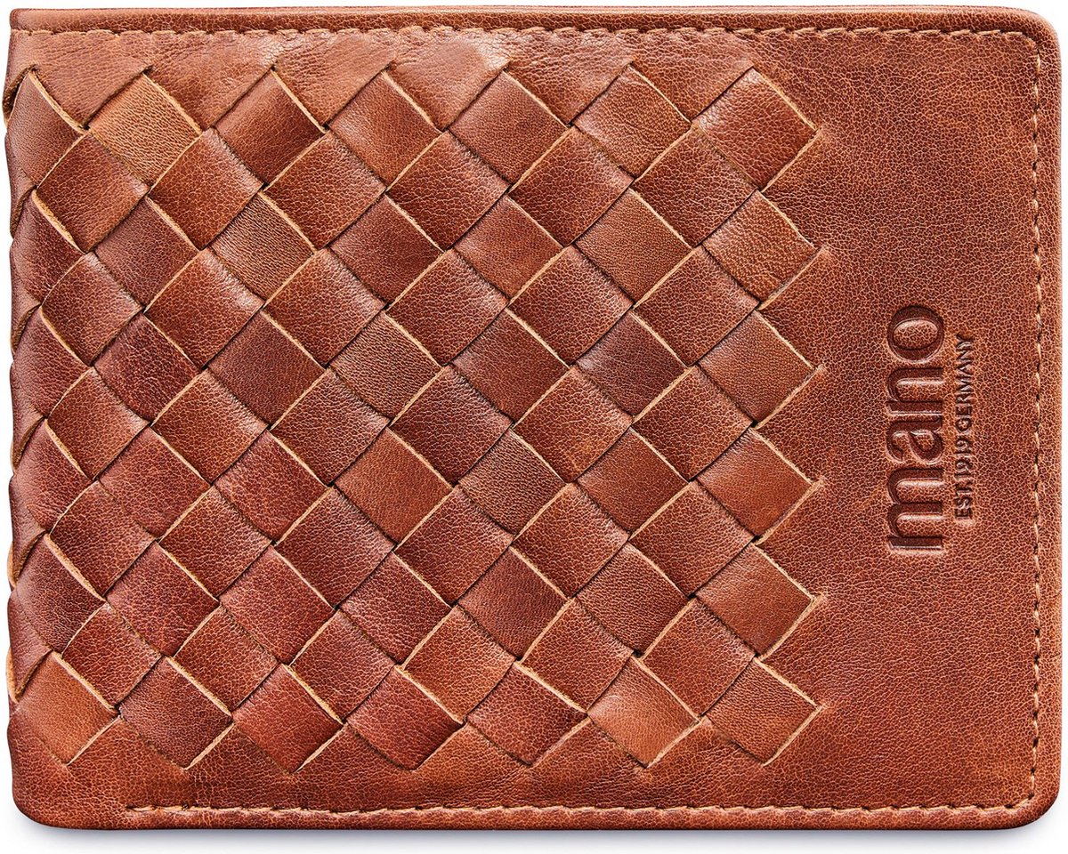mano Leren Portemonnee Don Luca Mini Coin Wallet with Flap Cognac Bruine