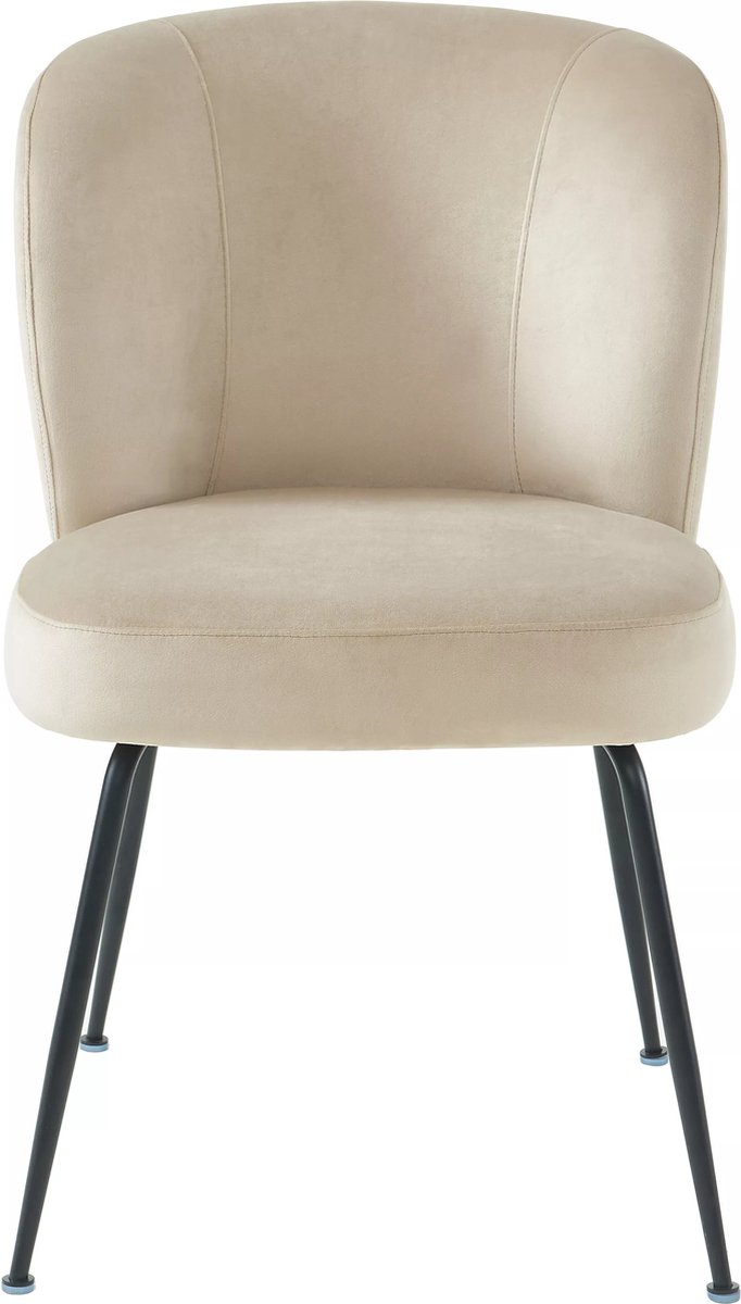 Vente-unique Set van 2 stoelen in fluweel en metaal - Beige - POLPONA