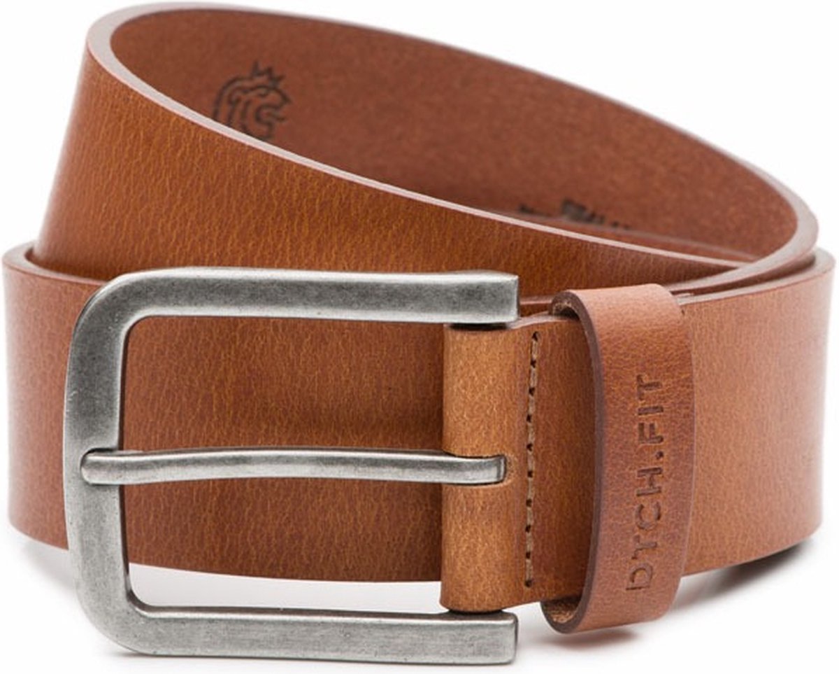 DTCH.FIT Herenriem Leer Mason - Riem Cognac - Jeans Broekriem - Riemmaat 85cm - Totale lengte 100cm
