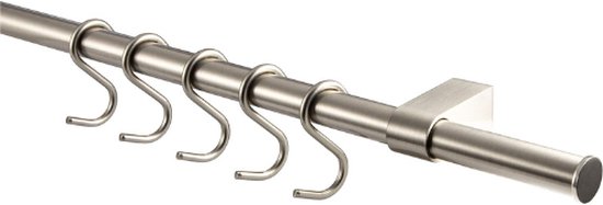 Houder for keukengerei, ophangrail voor de keuken, ophangrek voor potten en pannen van roestvrij staal, hanger voor kookgerei met haak (grootte
