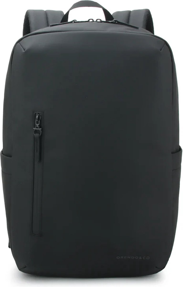 Orendo&Co: Classic Everyday Backpack | Zwart | 900D PU Coated Materiaal | Waterafstotend | Duurzaam | 16" Laptop vak | Reistas | Schooltas | Rugzak | Rugtas | laptop rugzak heren | laptop rugtas heren - vrouwen | mannen