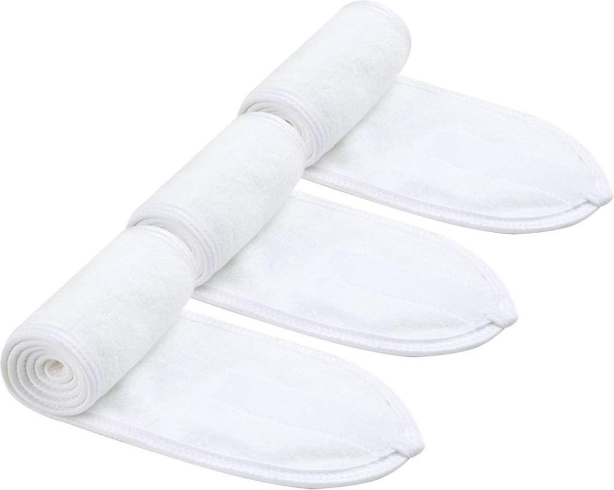 Hoofdbanden van microvezel - verstelbaar - ideaal voor make-up remover - spa sport yoga - wasbaar - wit. .