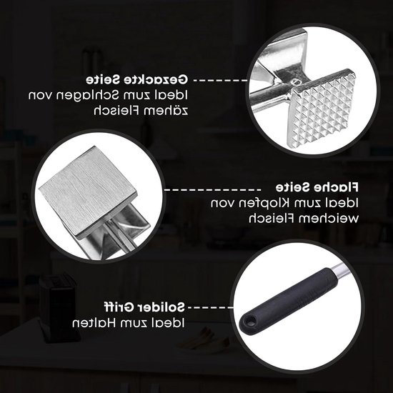 Maillet à viande 26 cm - maillet à escalope pour plateau de viande - e