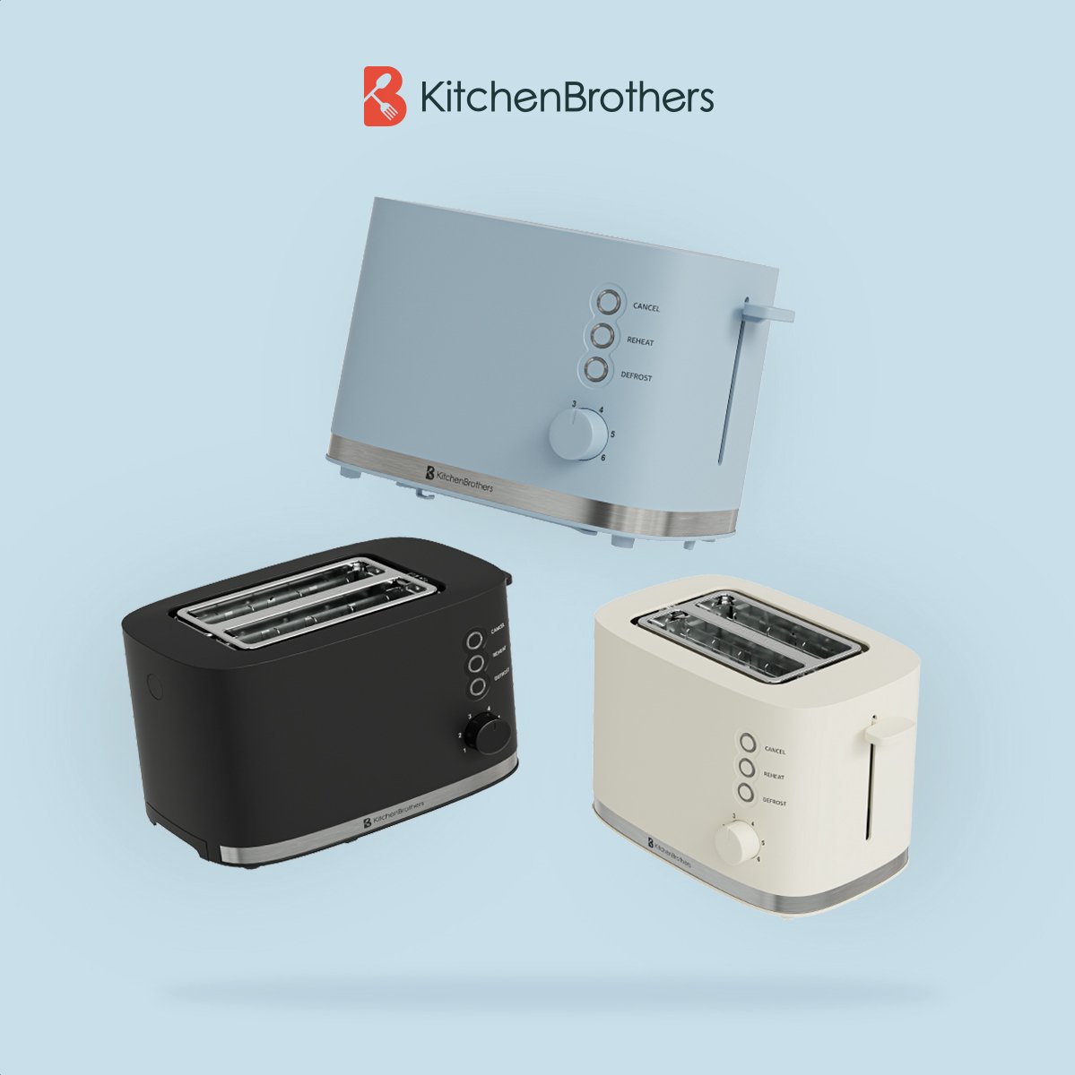 KitchenBrothers Broodrooster - Retro - Toaster - 6 Instelbare Warmteniveaus - 2 Extra Brede Sleuven - BPA-vrij - 870W - Pastel Blauw thumbnail 8
