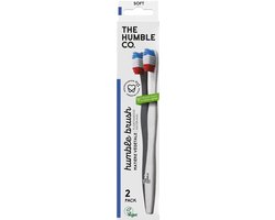 The Humble Co. 2 Plantaardige Zachte Tandenborstels (Kleur : Blauw/Wit/Rood)