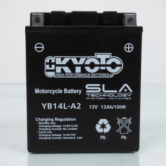 Batterie SLA Kyoto pour Moto Cagiva 350 Elefant 1985 à 1988 YB14L-A2 SLA / 12V 14Ah Neuf