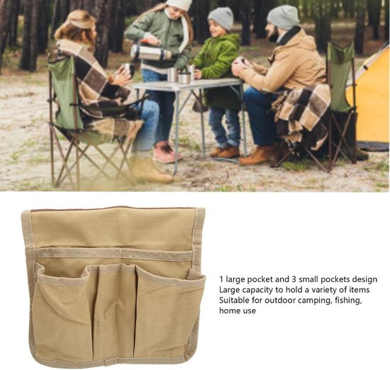 Handige Opbergtas Voor Campingstoel – 3 Vakjes, Hangt Aan De Armleuning, Voor Strand Of Visuitje