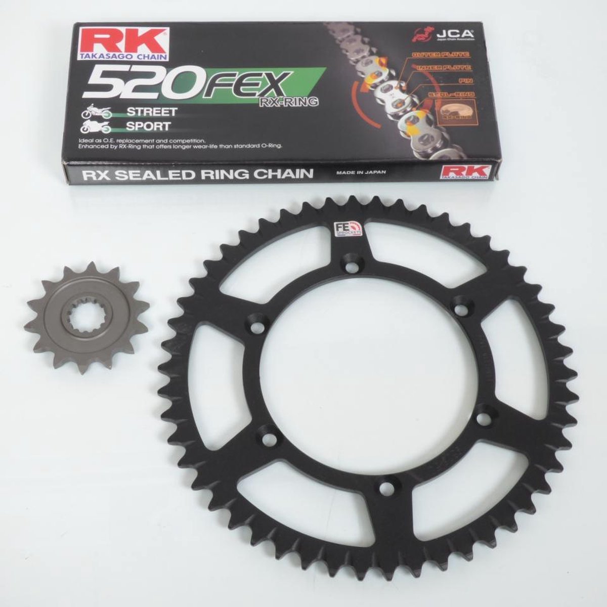 Kettingset Frankrijk Uitrusting voor Motor Kawasaki 450 KLX 2007 tot 2012 14X50 niet 520 Gloednieuw
