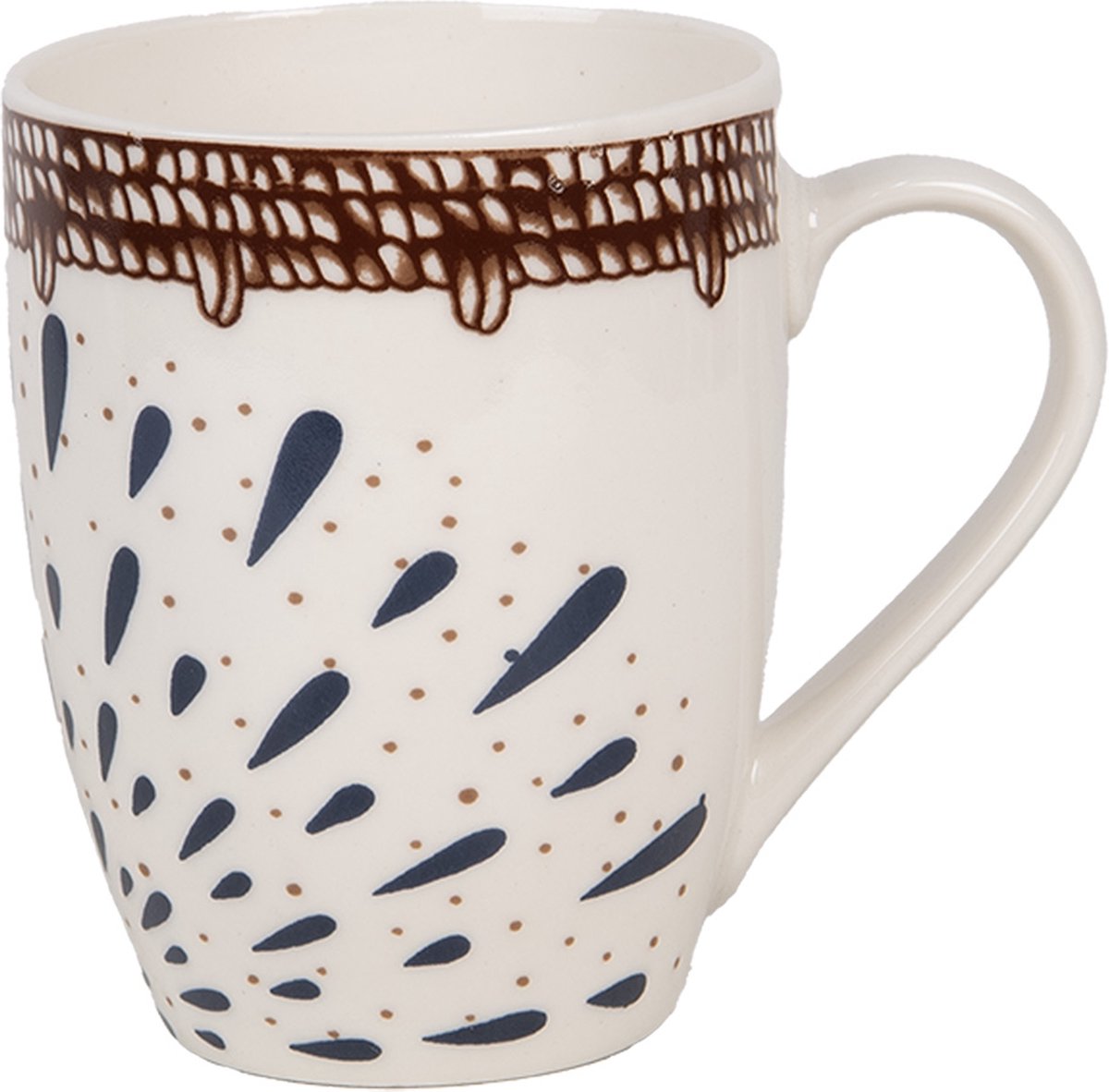 Clayre & Eef Mok 300 ml Wit Bruin Keramiek