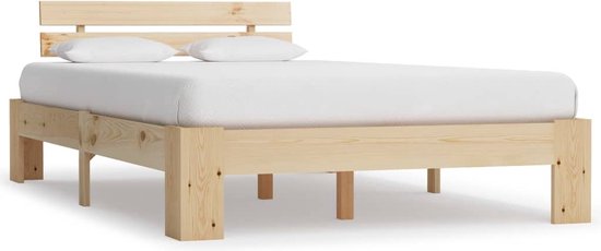 The Living Store Cadre de lit Bois de pin 140x200 cm - Naturel - Solide et durable