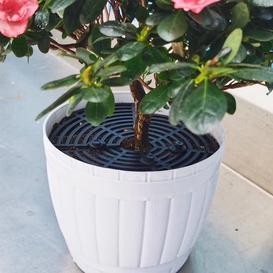 JJWUYUE 2 stuks bloempotrooster, 30 cm, plantenbeschermingsrooster, bloempotbescherming met 16 palen, voor kinderen, huisdieren, katten, bruin en zwart