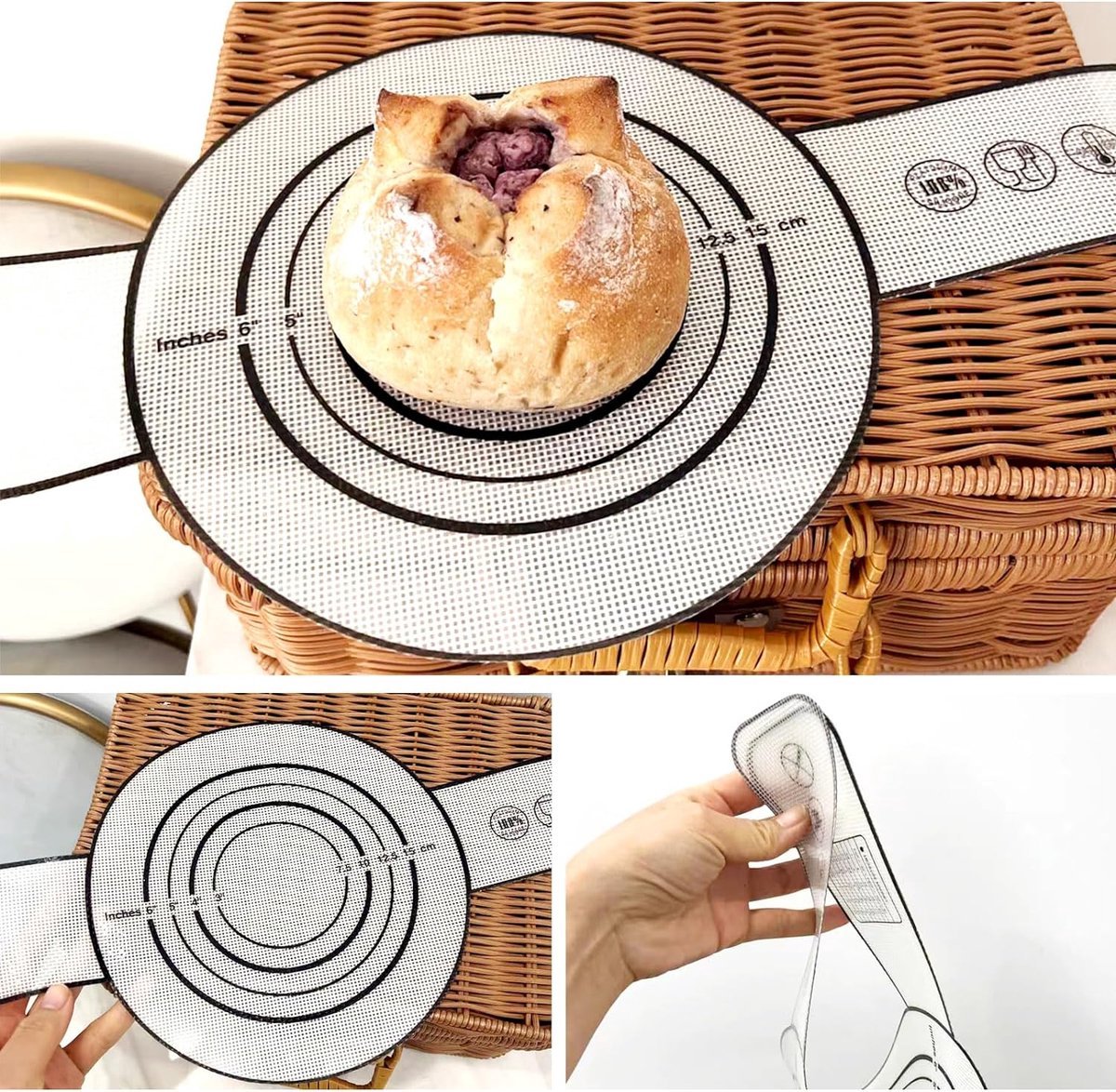 2 stuks siliconen bakmat voor Dutch Oven, siliconen bakmat, herbruikbare deegdruppels bakmat, siliconen bakmat broodbakaccessoires voor deeg, macarons, koekjes (rood, zwart)