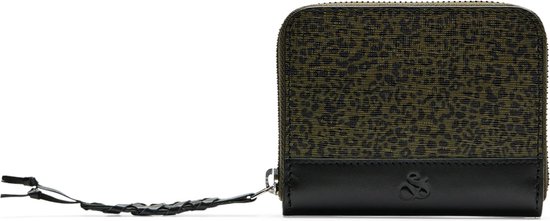 SCOTCH & SODA Cuir Étui pour carte de crédit Printed Leather Wallet Leopard Spot Green Multicolore