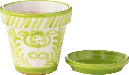 J-Line cache-pot Granada Handmade + Painted - céramique - vert - small - Ø 21 cm