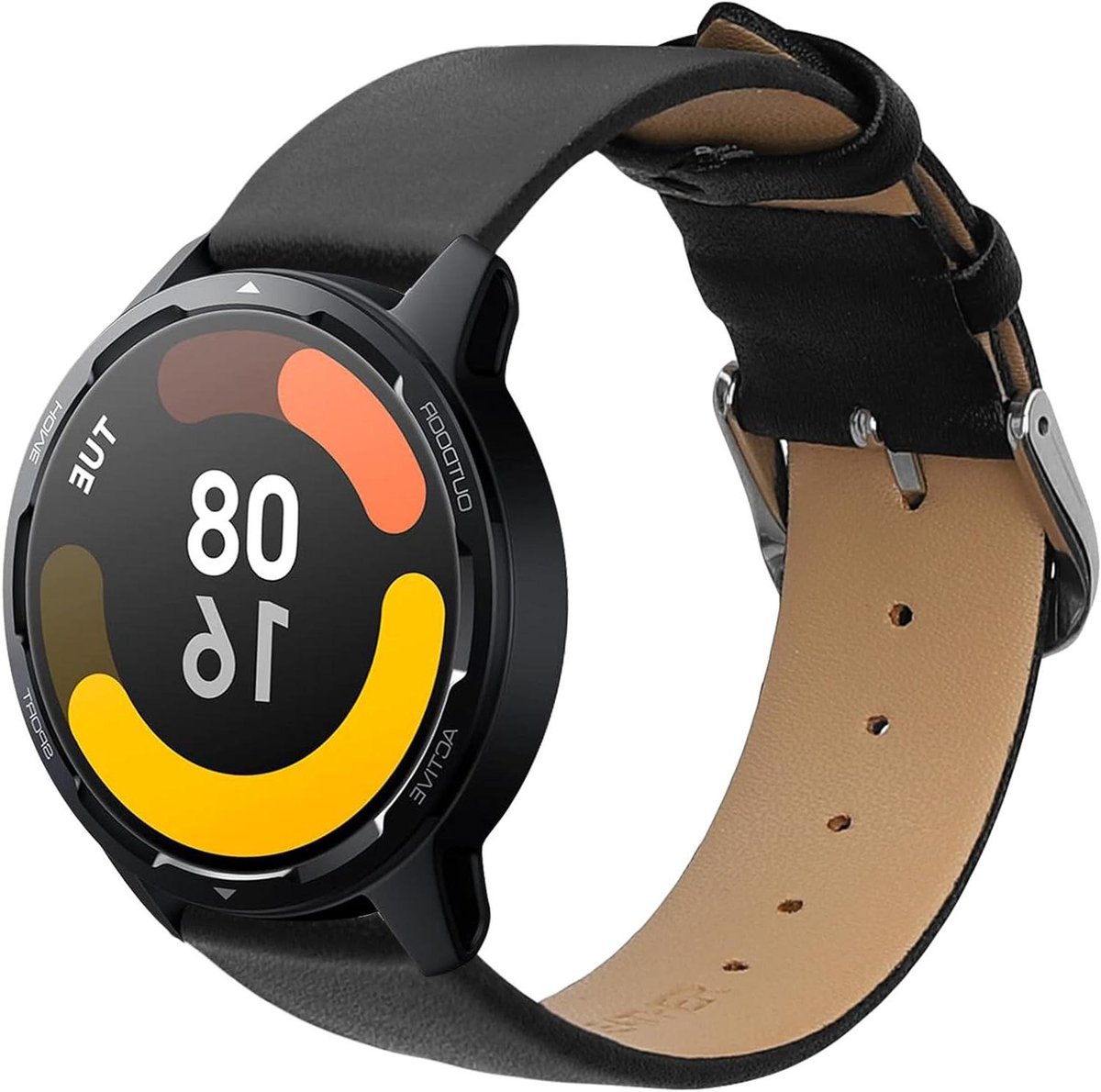 Leren horlogebandje compatibel met Xiaomi Mi Watch Color Sport - zwart en bruin - activiteitstracker polsbandje .
