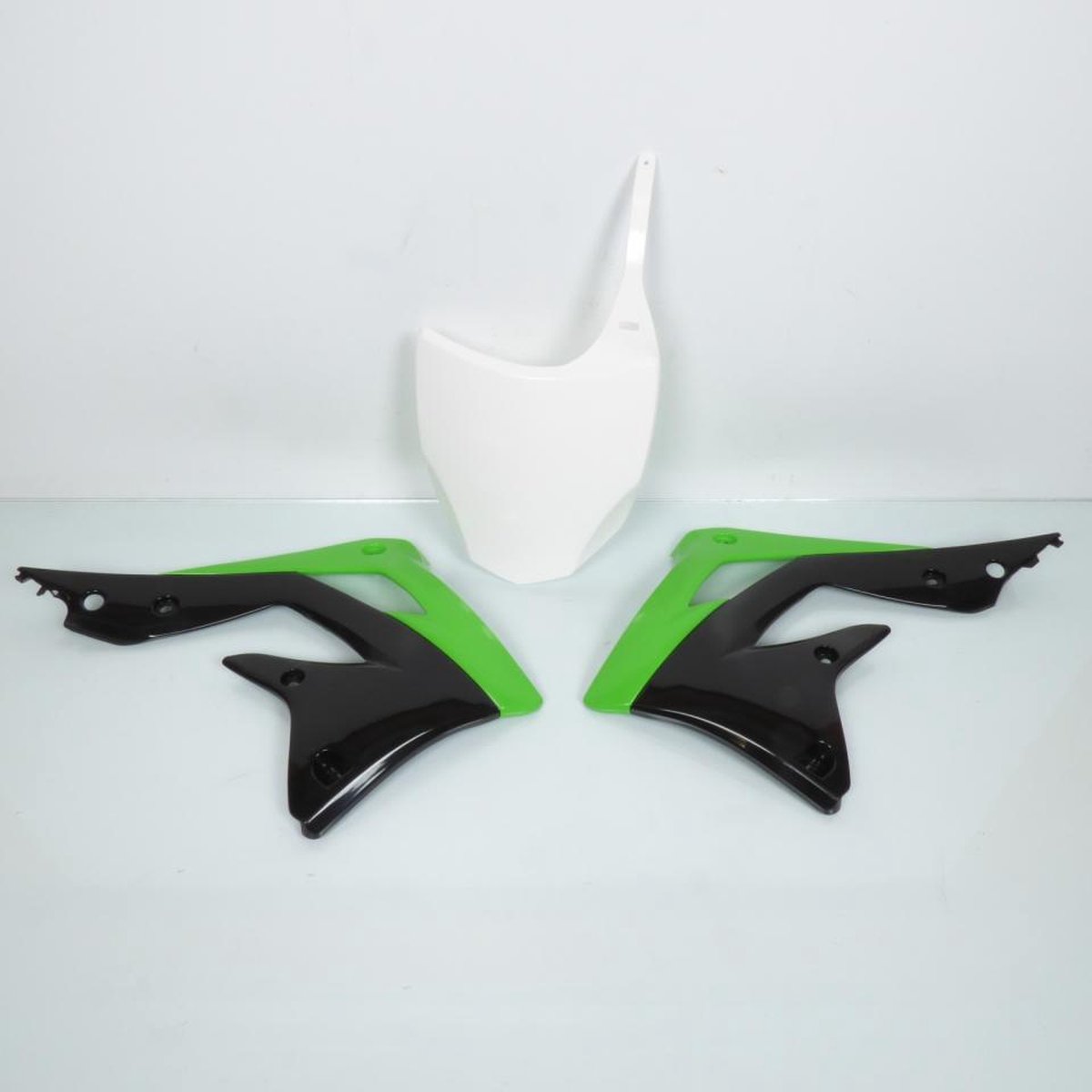 Kit carénage UFO pour Moto Kawasaki 450 KXF 2012 à 2015 Vert / noir / blanc Neuf