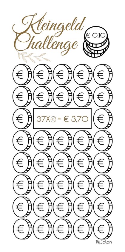 004 Cash Stuffing Challenge Kaarten - 10 stuks - Gelamineerd - BijJolan - Budgetplanner - Spaar Challenge kaarten