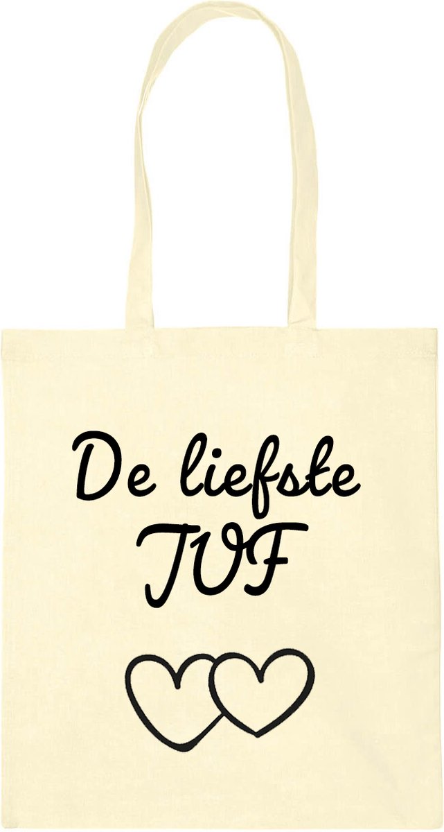 Canvas tas ecru - De liefste juf - katoenen tas - schoudertas dames - tassen dames - schoudertassen