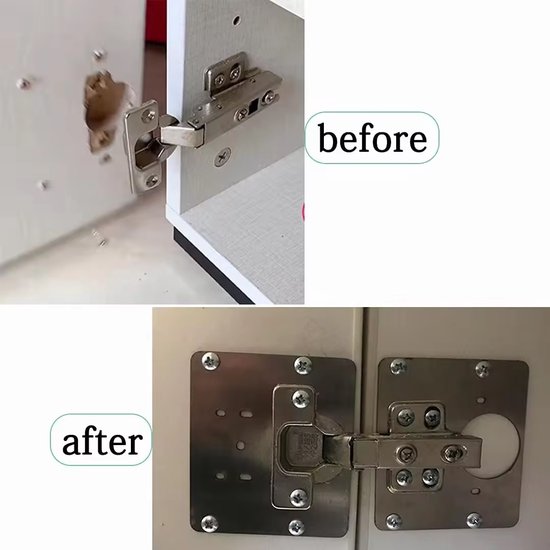 Hoexs Meubelscharnier Reparatieplaat - 4 stuks - +24 Schroeven - Keukenkast - Verstevigen Softclose Scharnier Reparatieset