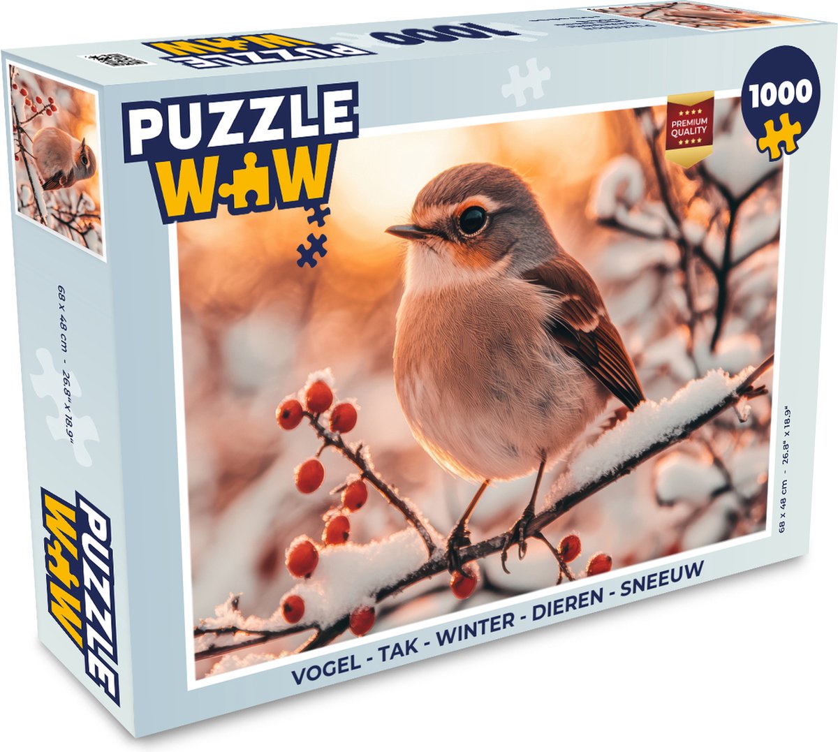 Puzzel Vogel - Tak - Winter - Dieren - Sneeuw - Legpuzzel - Puzzel 1000 stukjes volwassenen