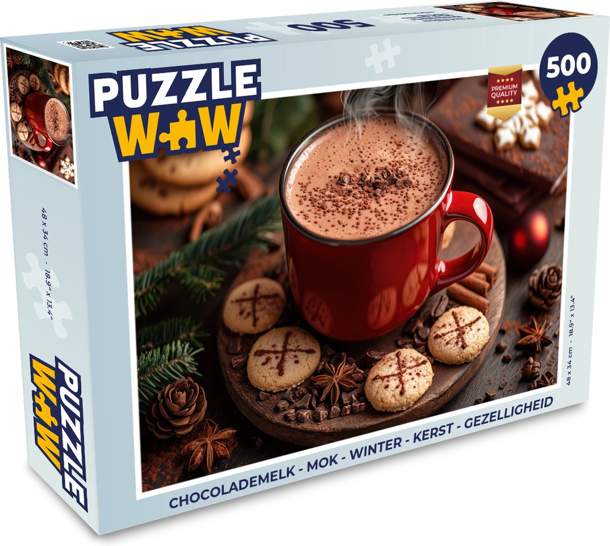 Puzzel Chocolademelk - Mok - Winter - Kerst - Gezelligheid - Legpuzzel - Puzzel 500 stukjes - Kerstpuzzel - Kerstpuzzels - Kerst - Cadeau - Kerstcadeau voor mannen, vrouwen en kinderen