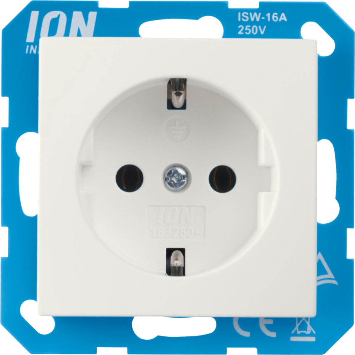 ION industries stopcontact met randaarde en kinderbeveiliging - E1 alpin wit glanzend (10.302.214) - wandcontactdoos