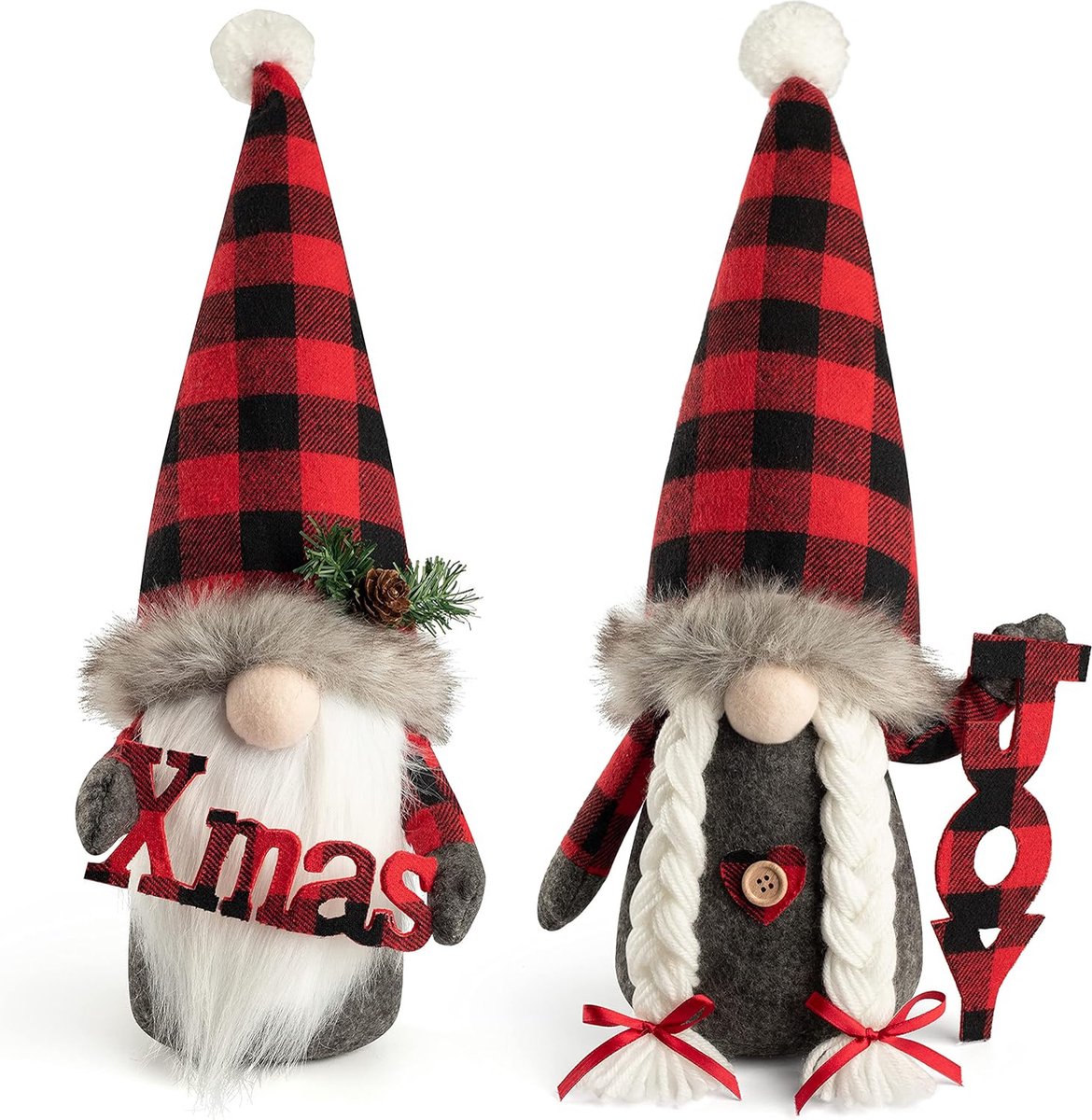 Handgemaakte Tomte Kerstkabouters - 2 Pack Scandinavische Pluche Decoraties Voor Een Feestelijke Touch!