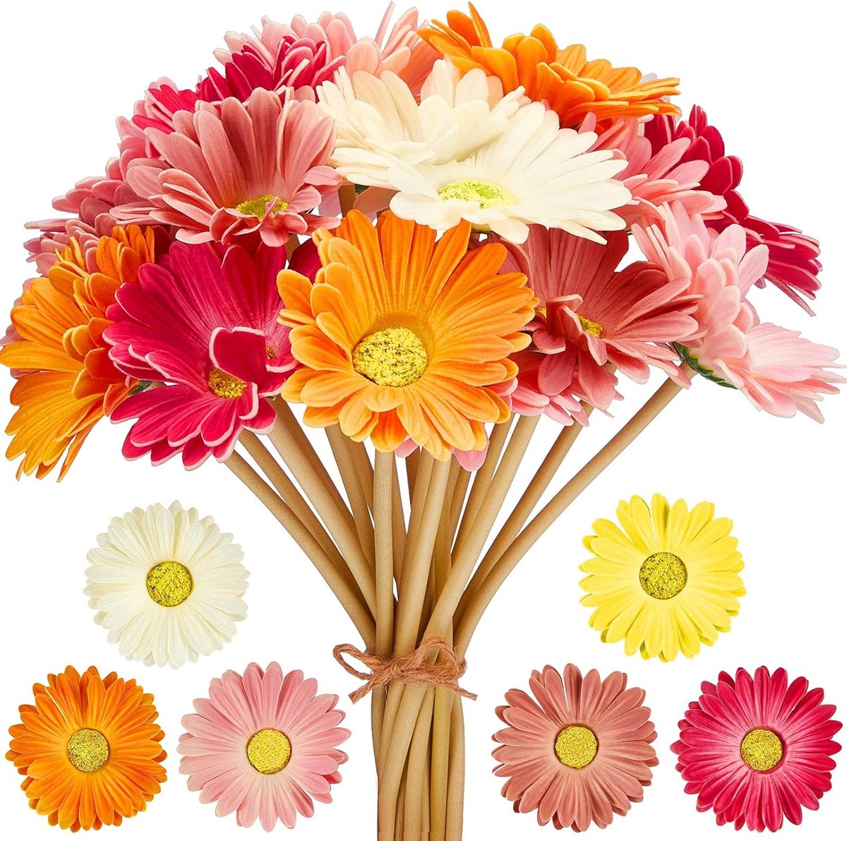 Kunstmatige Barberton Daisy - Kunstbloemen Boeket - artificial flowers bunch - Artificial Barberton Daisy - Gerbera Daisy - 18 stucks