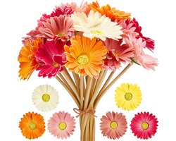 Kunstmatige Barberton Daisy - Kunstbloemen Boeket - artificial flowers bunch - Artificial Barberton Daisy - Gerbera Daisy - 18 stucks
