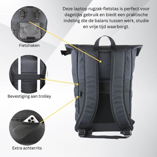 Fana Bags Rugtas & Fietstas in 1 - Enkele Fietstas - Laptop Rugtas - Werktas/Rugzak - Lichtgewicht van Fana Bags — afbeelding 2