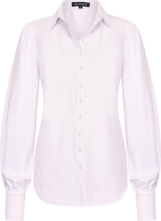 MI PIACE - Travel Blouse Manches Bouffantes Uni Blanc 2037