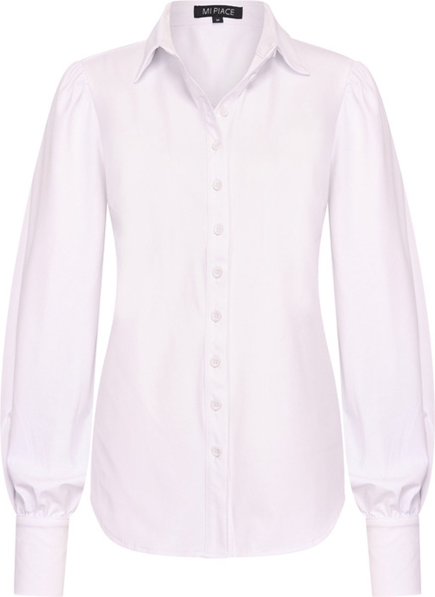 MI PIACE - Travel Blouse Pofmouw Uni White 2037 - Maat : XXL