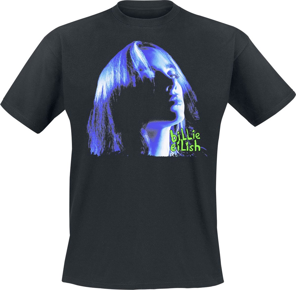 Billie Eilish Neon Blue Shadow Unisex T-shirt - zwart - S