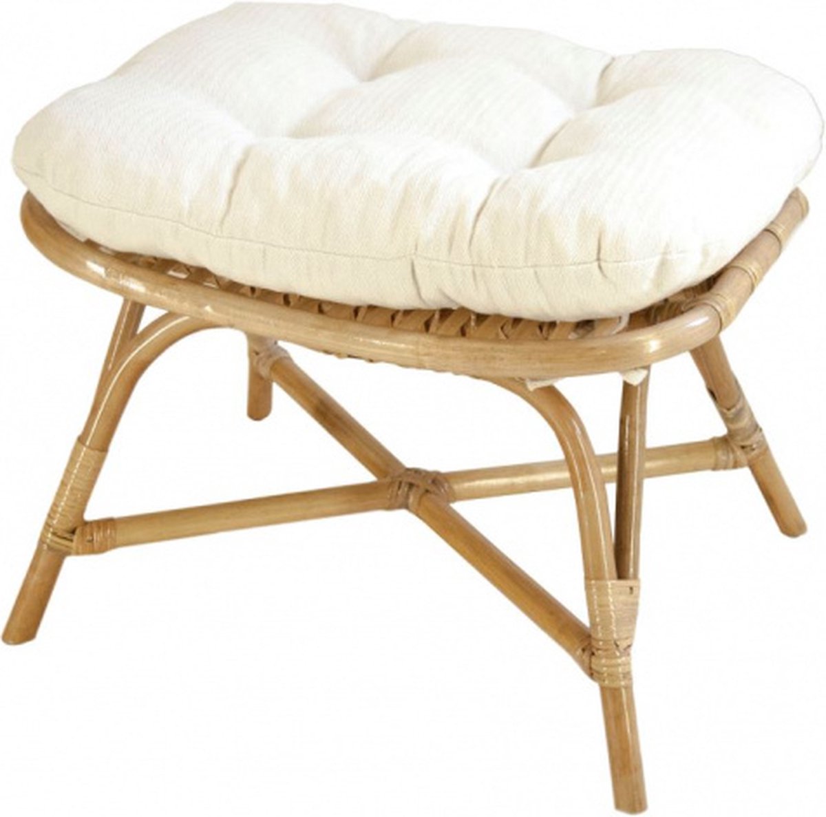 Rotan Voetenbankje - Met Kussen - Hoogte 40/45 cm