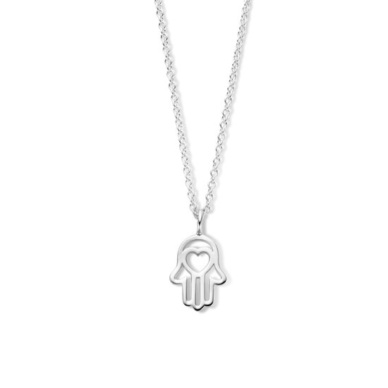 Collier main de Fatima en argent rhodié 41 + 4 cm 1336502
