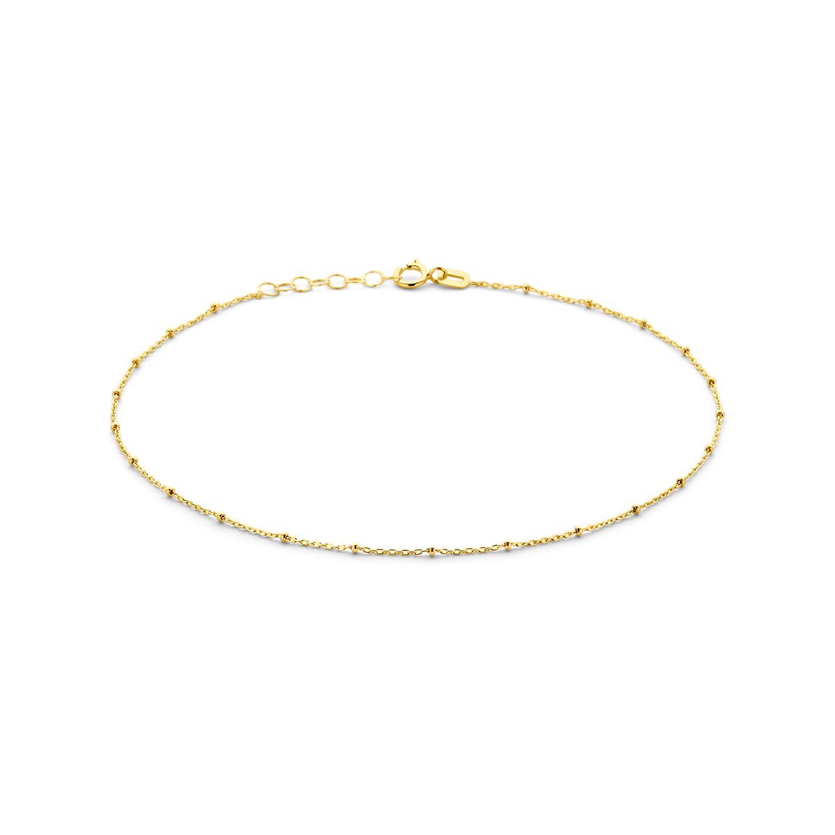 Gouden enkelbandje met kleine bolletjes | Geelgoud | 24-26 cm | 14 karaat