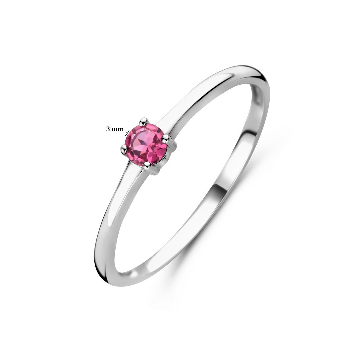 Gerhodineerd Zilver Ring Met Geboortesteen Roze Toermalijn Oktober 1337114