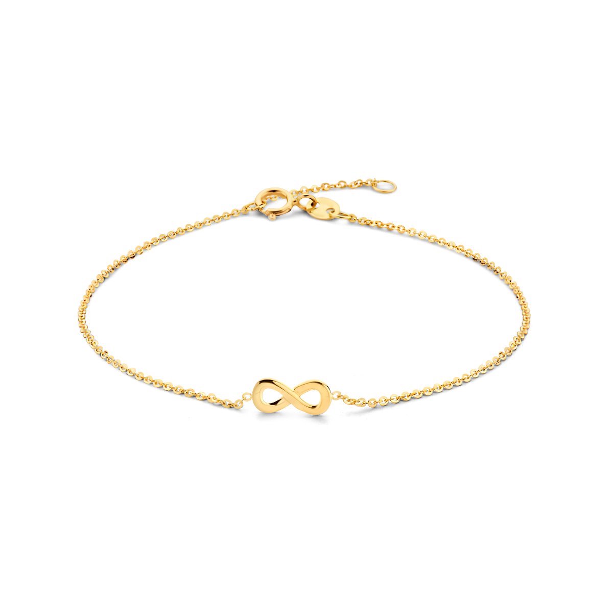 Geelgouden Schakelarmband met Infinity Plaatje