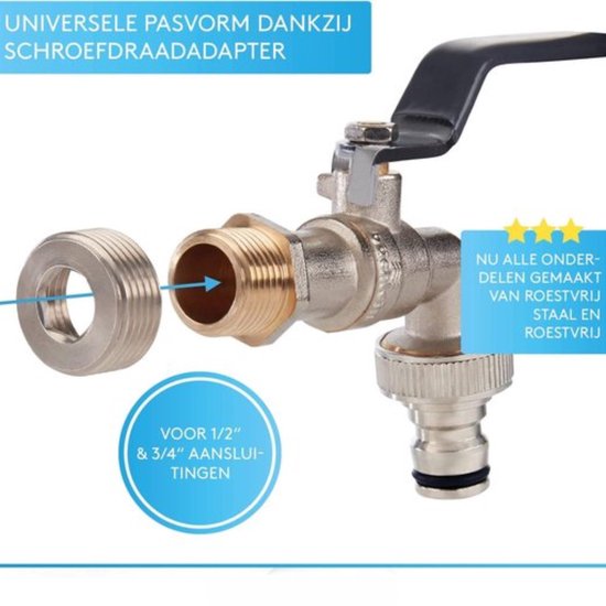 Bächlein universele waterkraan voor de tuin [blauw] incl. 2 slangaansluitingen - edele