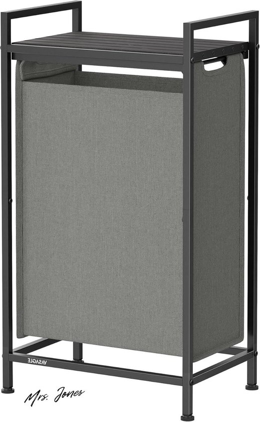 VASAGLE Wasmand, vuile wasmand, afneembare zak van Oxford-stof, plank, metalen frame, 65 l, 50 x 33 x 72 cm, crèmewit en mat wit BLH101W01 VASAGLE Wasmand, vuile wasmand, afneembare zak van Oxford-stof, plank, metalen frame, 65 l, 50 x 33 x 72 cm, crèmewit en mat wit BLH101W01