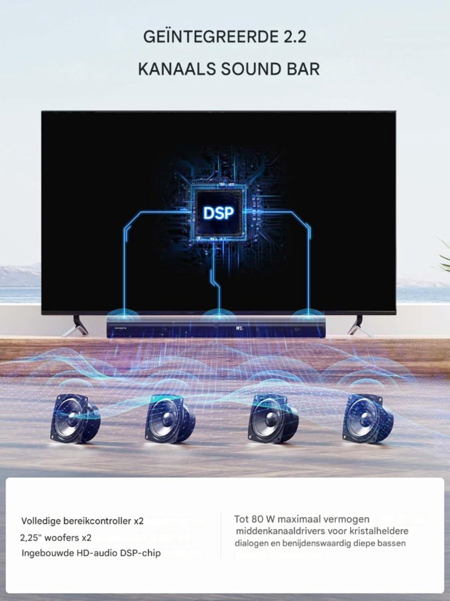 Draadloze Soundbar D7H Met Subwoofer Zwart - afbeelding 3