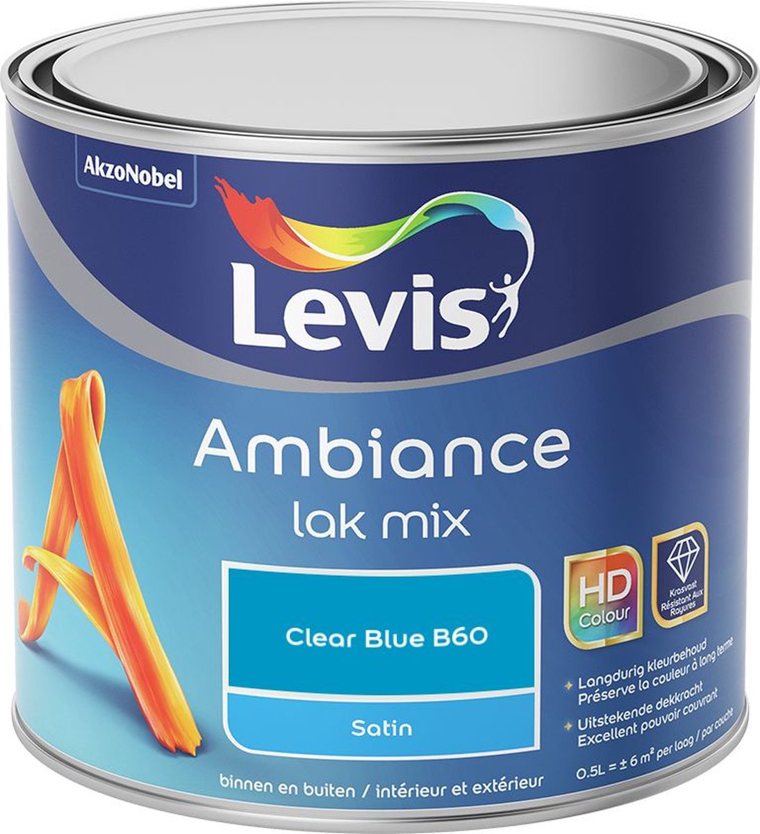 Levis - Ambiance Lak Satin Mix - Clear Blue B60 - Mengverf - 0,5 L