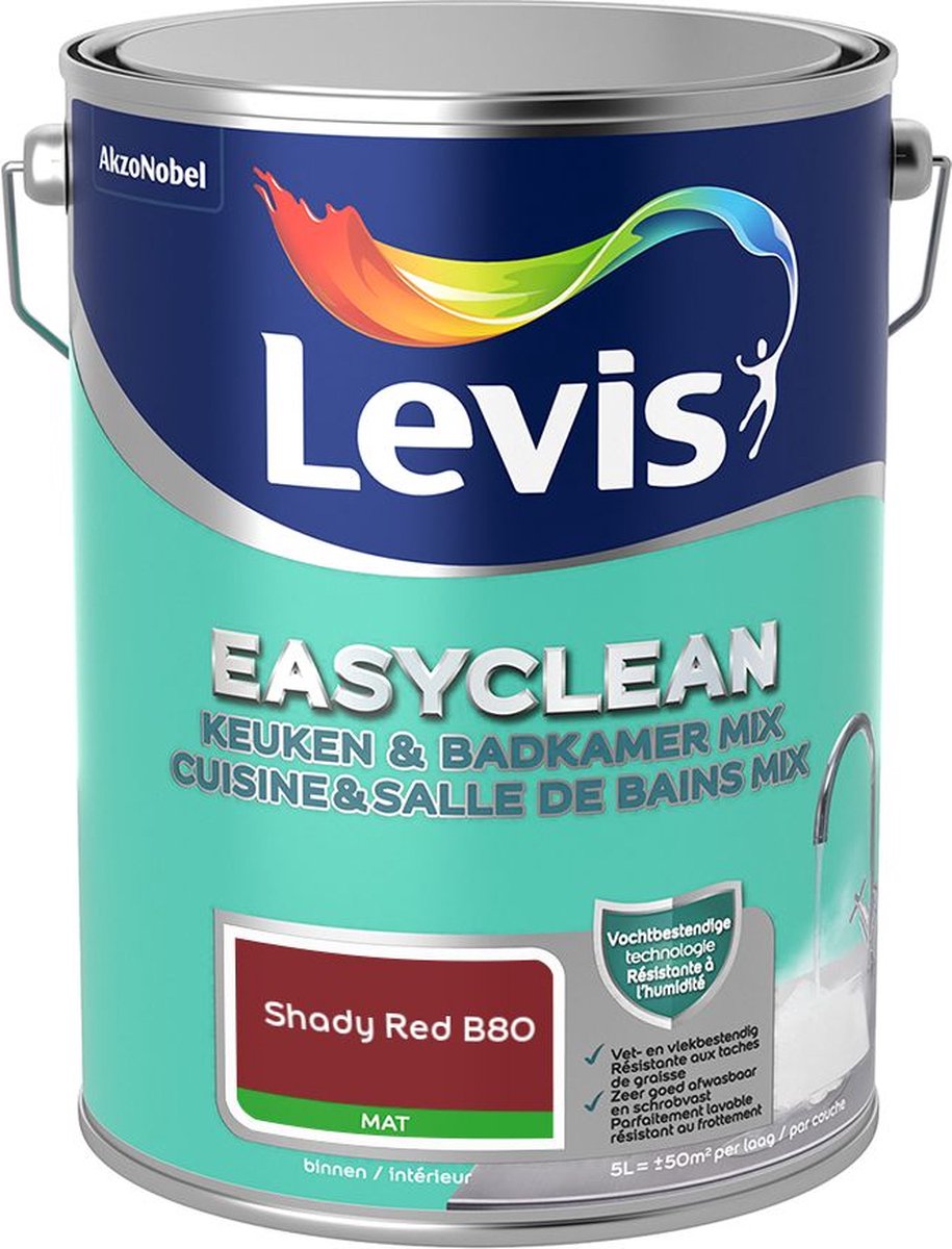 Levis - Easyclean Keuken & Badkamer Mix - Shady Red B80 - Mengverf - 5 L