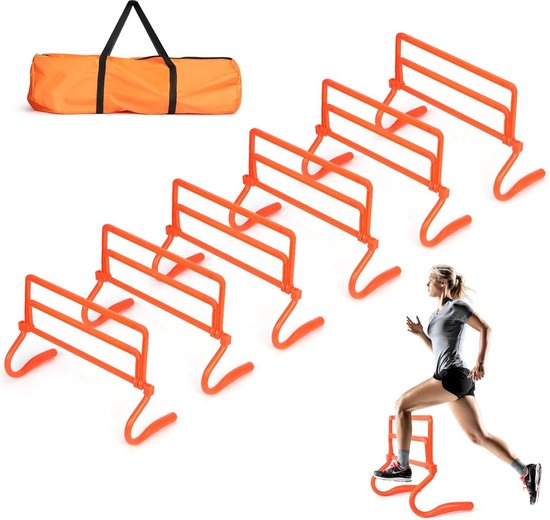 SUBTLETY Speed & Agility Training Horden, set van 6, coördinatiehorden, hordenset, in hoogte verstelbaar, voetbalhorden, set, voetbaltrainingsaccessoires, multi-sport trainingshulphond voor atletische