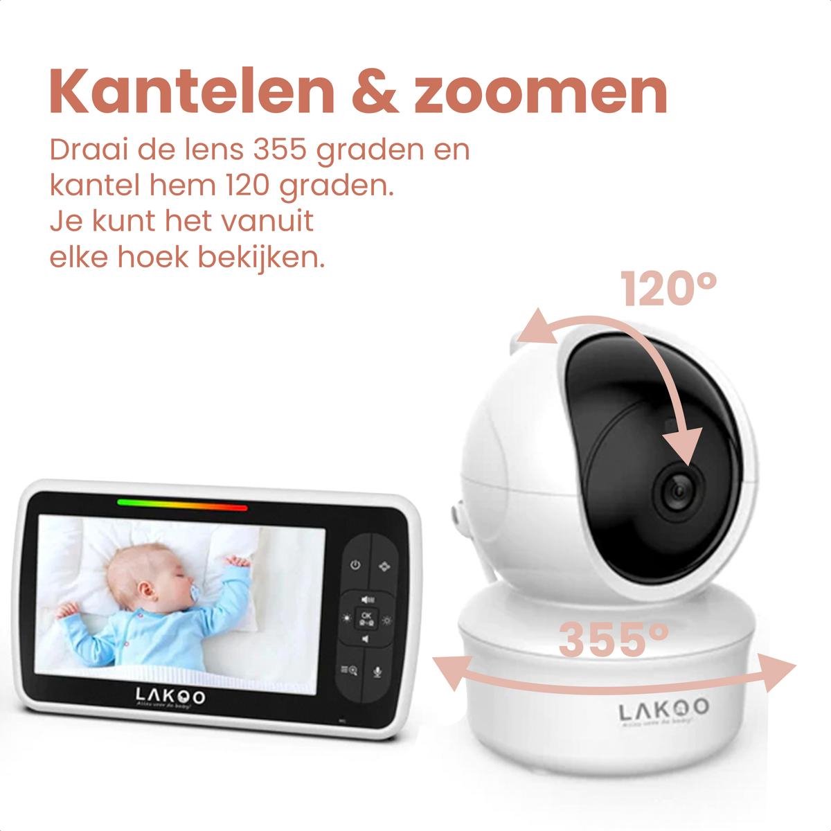 Afbeelding 2 van Lakoo PRO 5 Babyfoon - met Camera en Beeldscherm - 1080p Full HD - 5 inch monitor