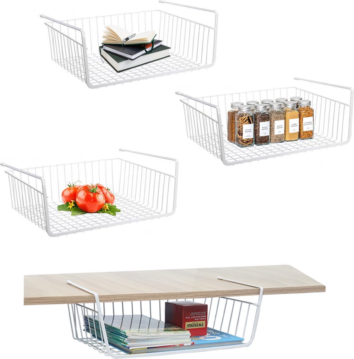Goodivery ® Stijlvolle En Functionele Metalen Onderplank Opbergmand Set Voor Elke Ruimte