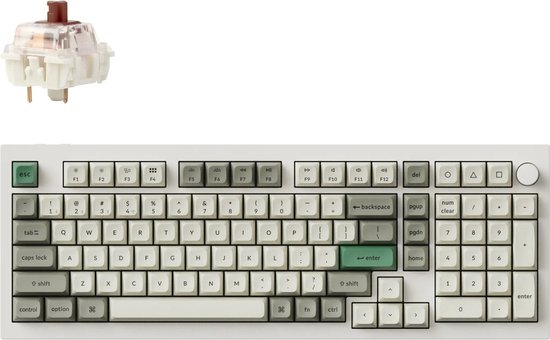 Keychron Q5 Max-P3 White - Toetsenbord 2.4 GHz - Bluetooth - USB-C - 96% - US-layout - Gateron Jupiter Brown - wit