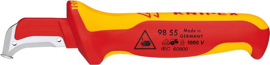 Knipex kabelmes met rode en gele ergonomische grip, 98 55 Made in Germany 1000 V