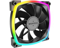 Montech RX120 PWW ARGB Black - Ventilatorhuis - 120 mm - 800 - 1600 omw/min. - 27 dBA - PMW - ARGB - 4-pins